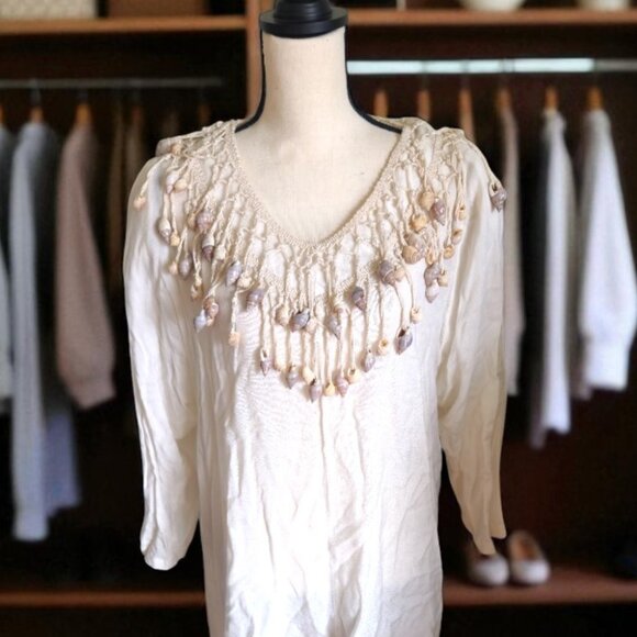 Vintage Rare Shell Embellished Blouse - Picture 1 of 5
